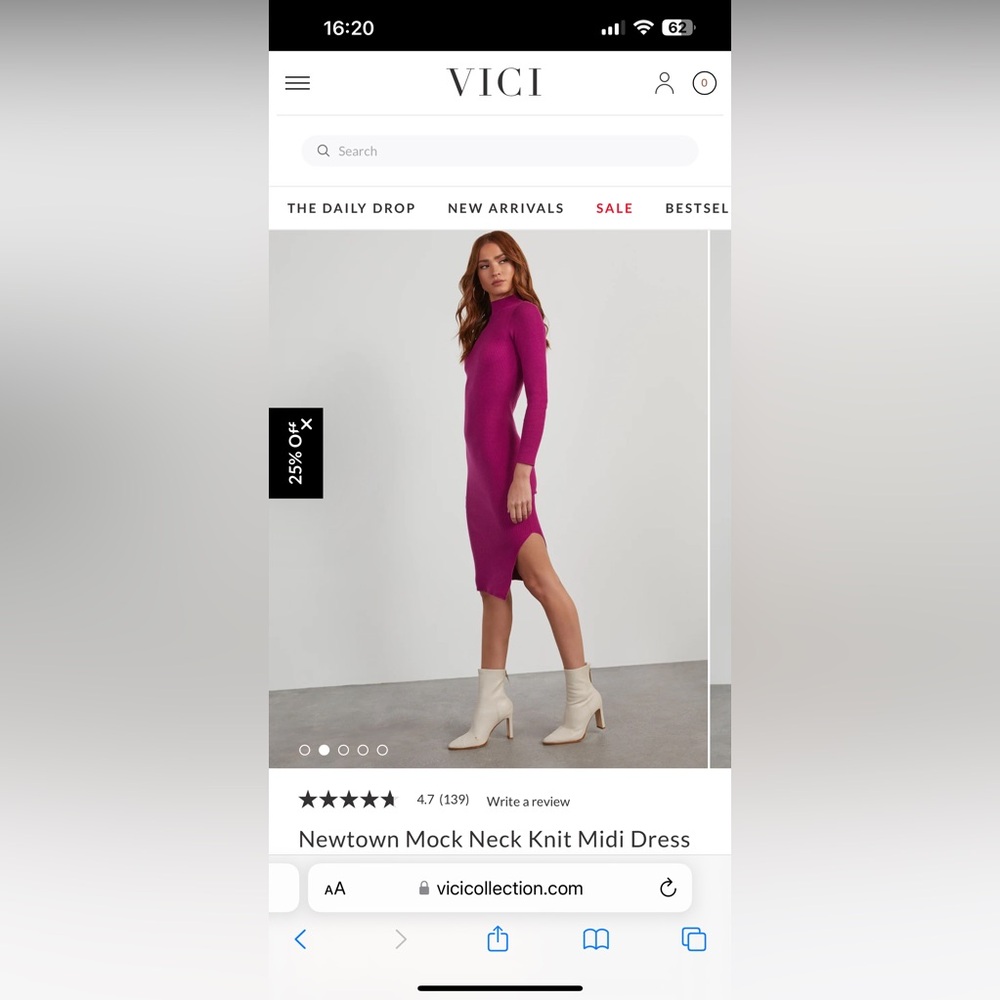 New with tags purple bodycon dress from Vici. Never worn
